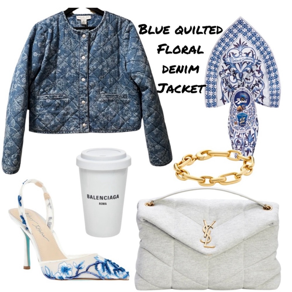 Rachel Zoe denim quilted jacket